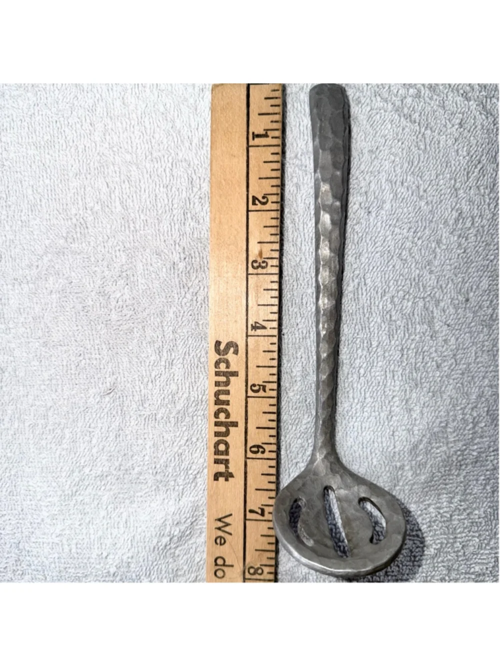 Vintage Hammered Aluminum Slotted Nut/Candy Serving Spoon Unique
